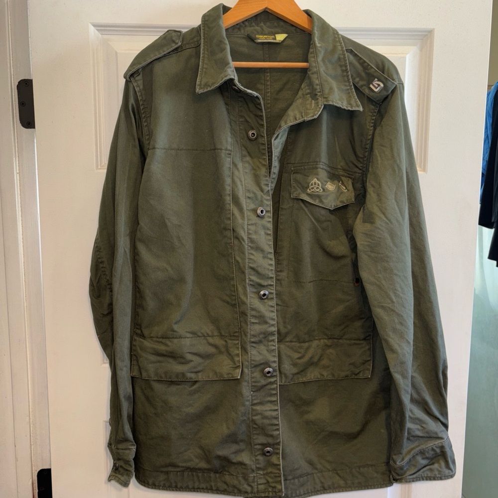 Army Green Burton Men’s Utility Jacket Large Logo Grunge Gorpcore Granola Indie